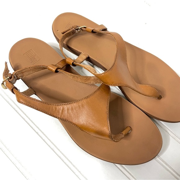 FitFlop Women's Lainey Toe Thong Tan Strappy Slingback Sandals Sz 11 640 - Picture 4 of 9